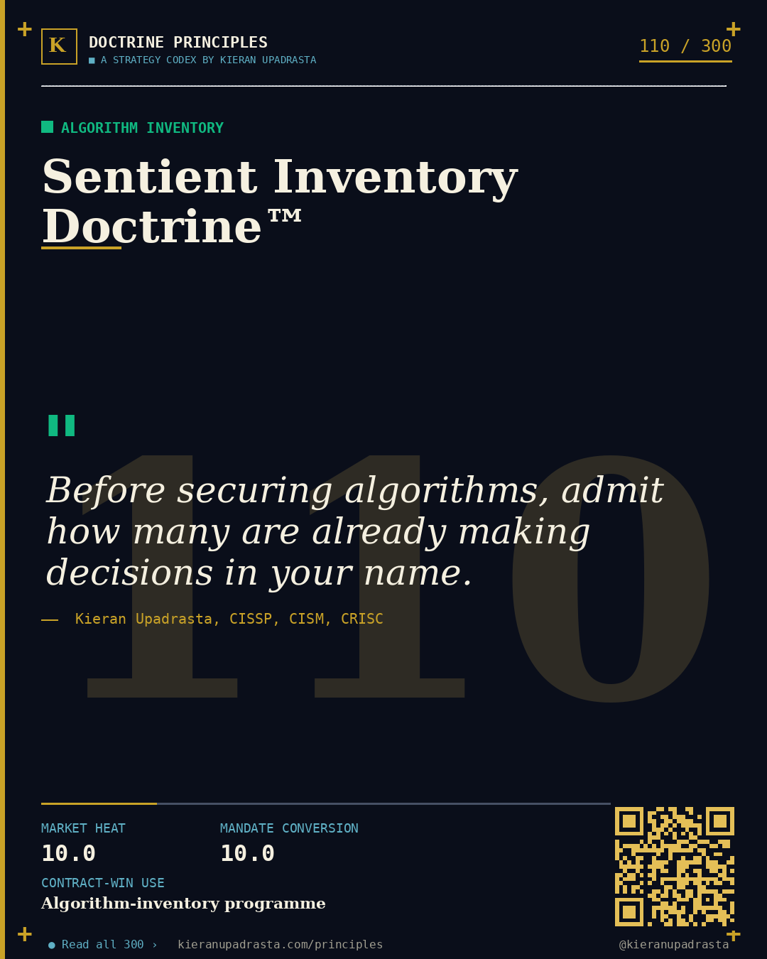 Principle 110: Unguided Weapon Doctrine™ &mdash; Autonomous Systems doctrine card by Professor Kieran Upadrasta, CISSP CISM CRISC, Schiphol University