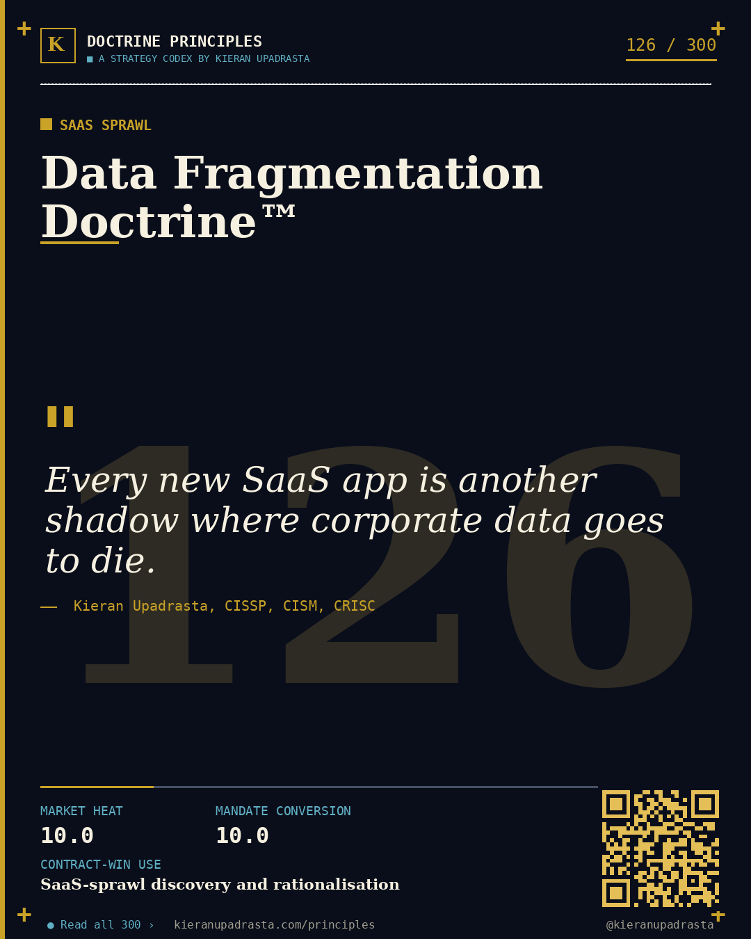 Principle 126: Unpaid Maintainer Doctrine™ &mdash; Open-Source Stewardship doctrine card by Professor Kieran Upadrasta, CISSP CISM CRISC, Schiphol University