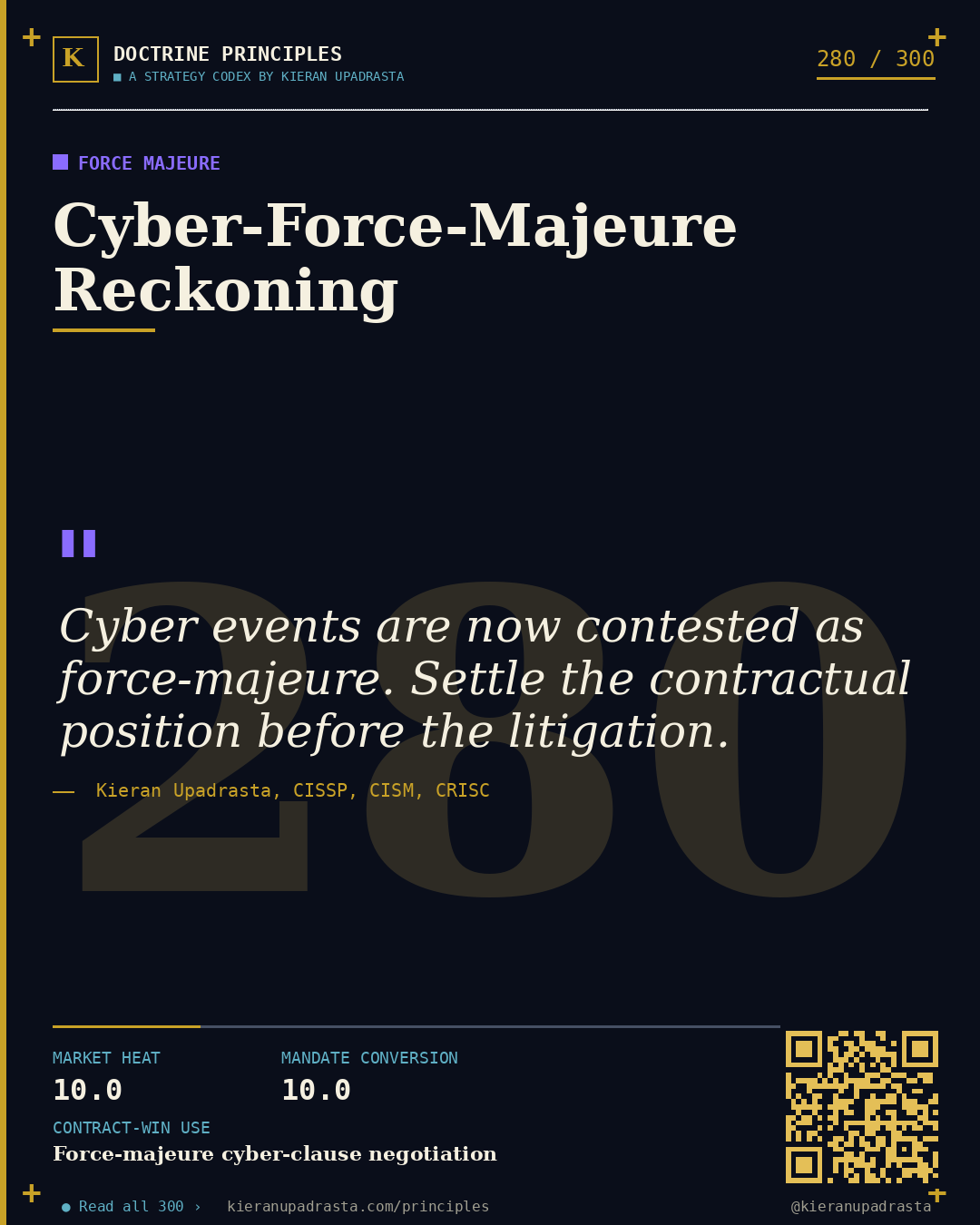 Principle 280: Annex-as-Architecture &mdash; MSA Cyber Annex doctrine card by Professor Kieran Upadrasta, CISSP CISM CRISC, Schiphol University